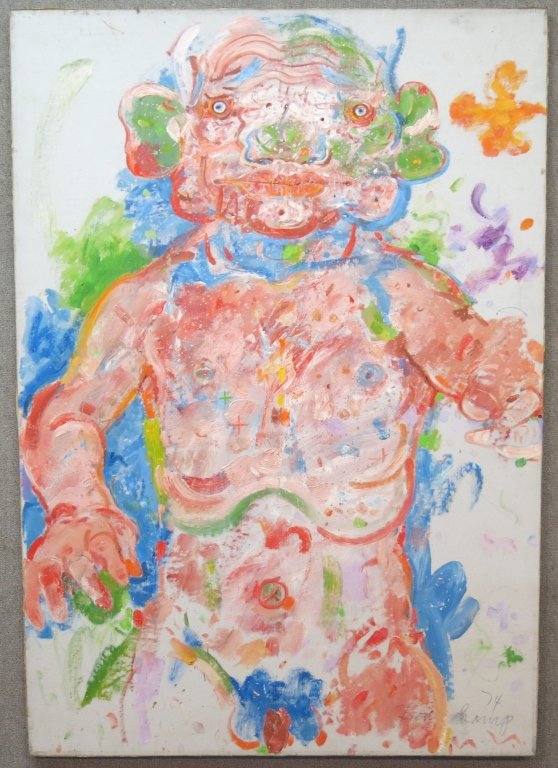 ROBERT BEAUCHAMP OIL PAINTING OF A NUDE: 50" X 35" ON CANVAS; NY/MA 1923-1995