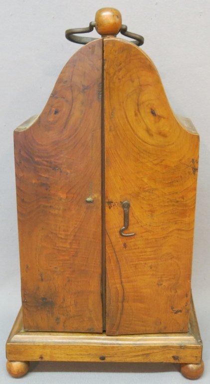 EARLY EUROPEAN WALNUT ALTAR BOX: INTERIOR CARVINGS ARE GILT GESSO OVER WOOD; 18 1/2" X 15" X 34 1/2"