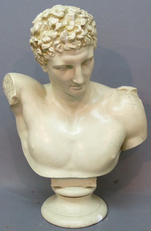 CAST PLASTER BUST OF HERMES BY PP CAPRONI BROS.: BOSTON, MA; 26 1/2" TALL; SMALL CHIP ON BASE