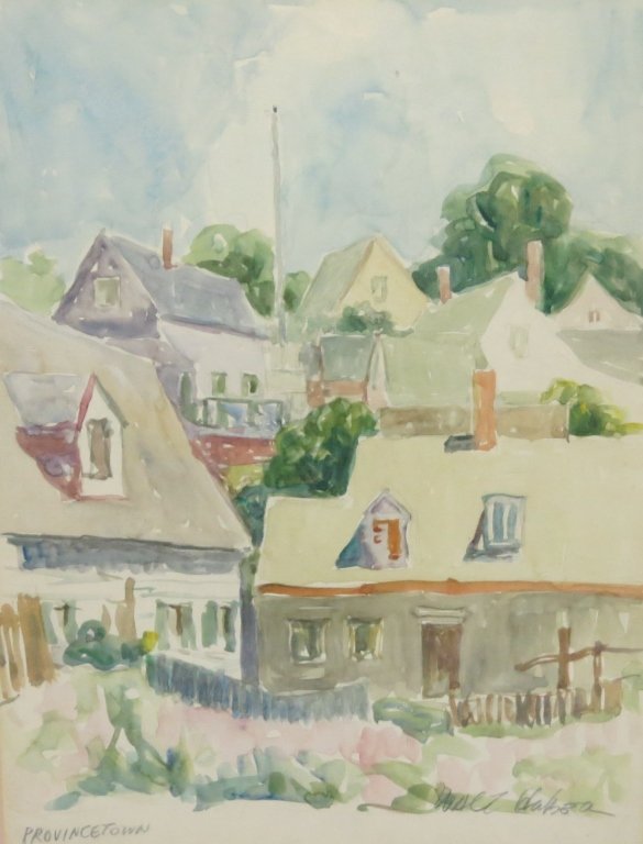 WALT HUBER WATERCOLOR OF PROVINCETOWN HOUSES (1 of 3)