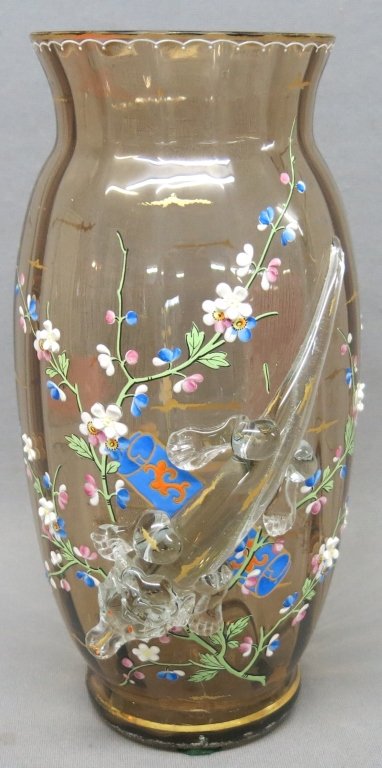 AUSTRIAN MOSER TYPE AMBER GLASS VASE (1 of 3)