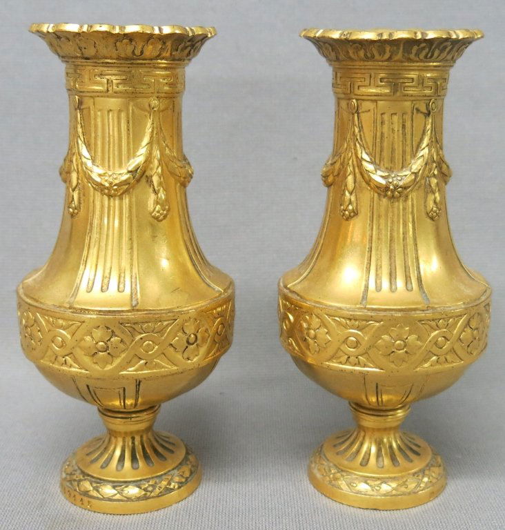 PAIR OF CHRISTOFLE GILT BRONZE MINIATURE URNS (1 of 2)