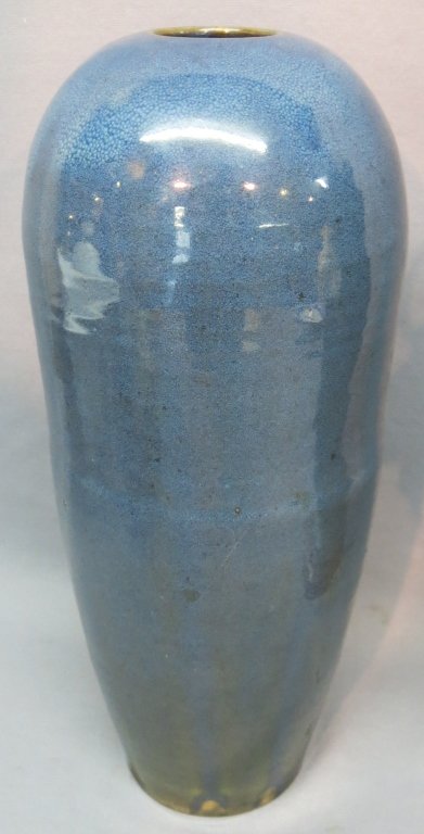 CHINESE BLUE GLAZE POTTERY VASE (1 of 4)