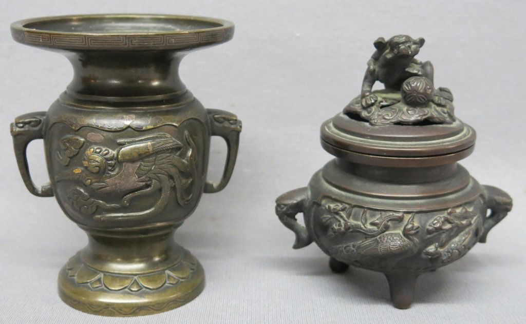 TWO CHINESE BRONZE CENSORS (1 of 5)