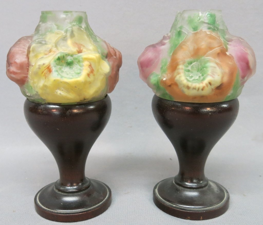 TWO PAIRPOINT MINIATURE PUFFY SHADE CANDLE LAMPS (1 of 5)