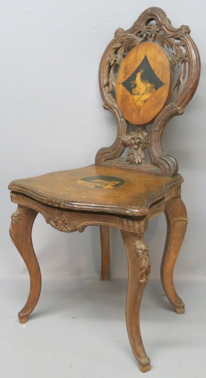 CONTINENTAL INLAID WALNUT MUSIC BOX CHAIR (1 of 10)