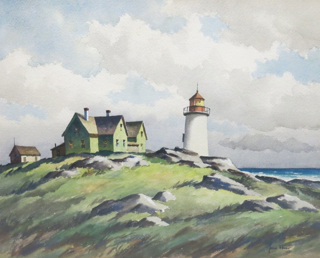 JOHN HARE WATERCOLOR PAINTING OF NOBSKA LIGHT (1 of 3)