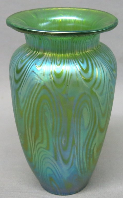 SIGNED LOETZ IRIDESCENT GREEN & BLUE GLASS VASE (1 of 2)