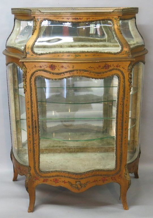 FRENCH VERNIS MARTIN TYPE SERPENTINE GLASS VITRINE (1 of 5)