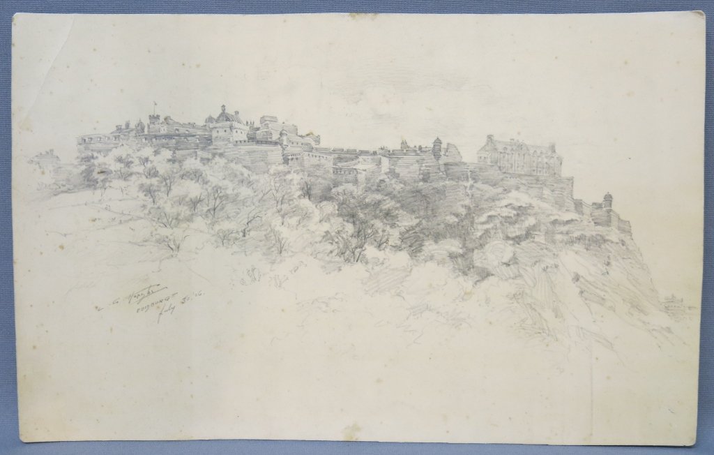 LESTER G. HORNBY PENCIL SKETCH OF EDINBURGH CASTLE (1 of 2)