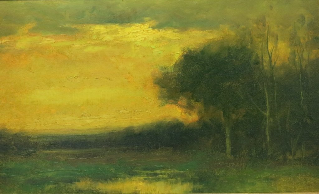 DENNIS SHEEHAN OIL OF AN ILLUMINATED LANDSCAPE (1 of 3)