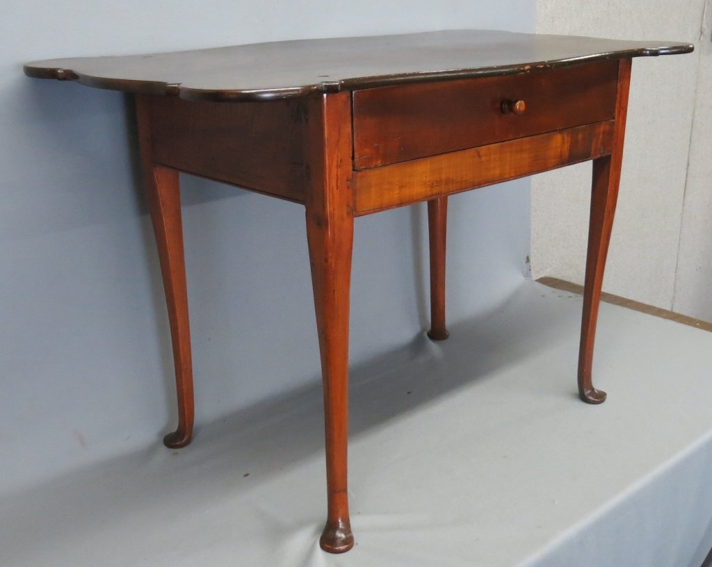 PERIOD QUEEN ANNE MAPLE TABLE WITH ONE DRAWER, (1 of 3)