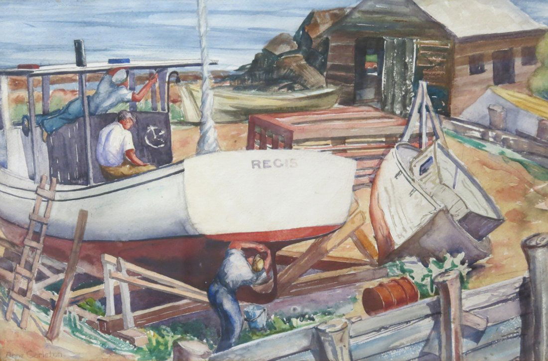 ANNE CARLETON WATERCOLOR OF A ROCKPORT SCENE (1 of 3)