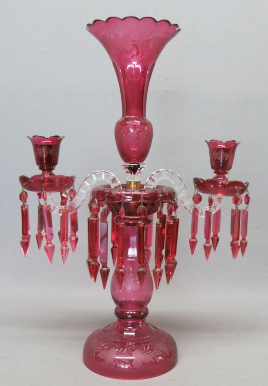 VICTORIAN CRANBERRY GLASS CANDLEABRA May 21, 2016 Sandwich Auction