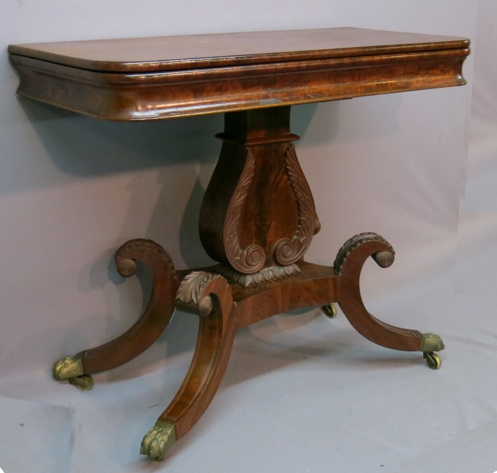 DUNCAN PHYFE STYLE MAHOGANY GAME TABLE (1 of 5)