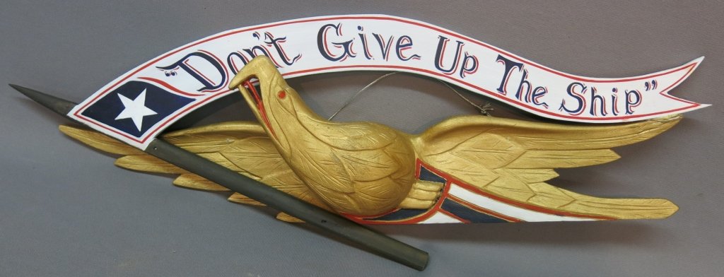 JEROME HOWES CARVED EAGLE BANNER PLAQUE (1 of 2)