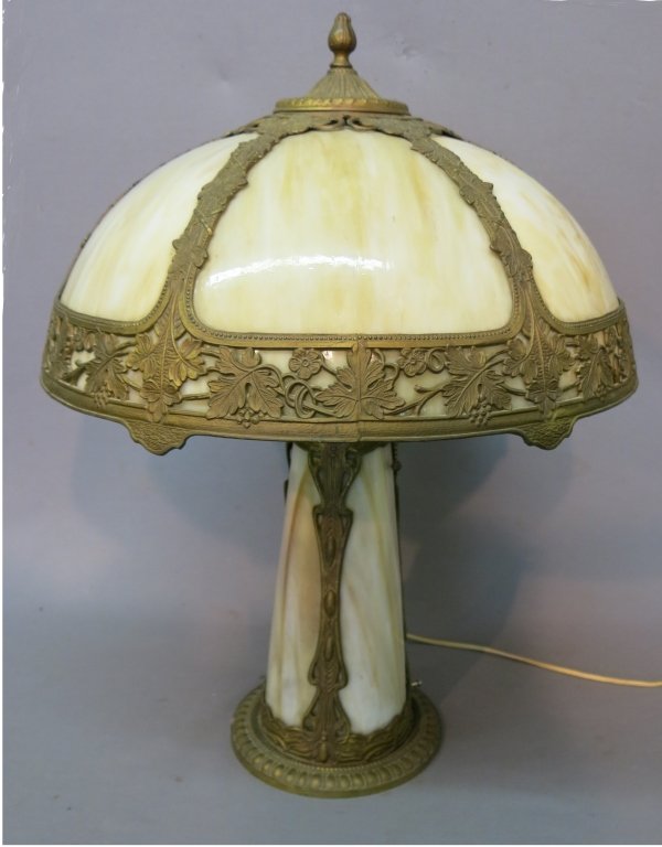 CARAMEL SLAG GLASS LAMP WITH LIGHT HOUSE BASE (1 of 1)