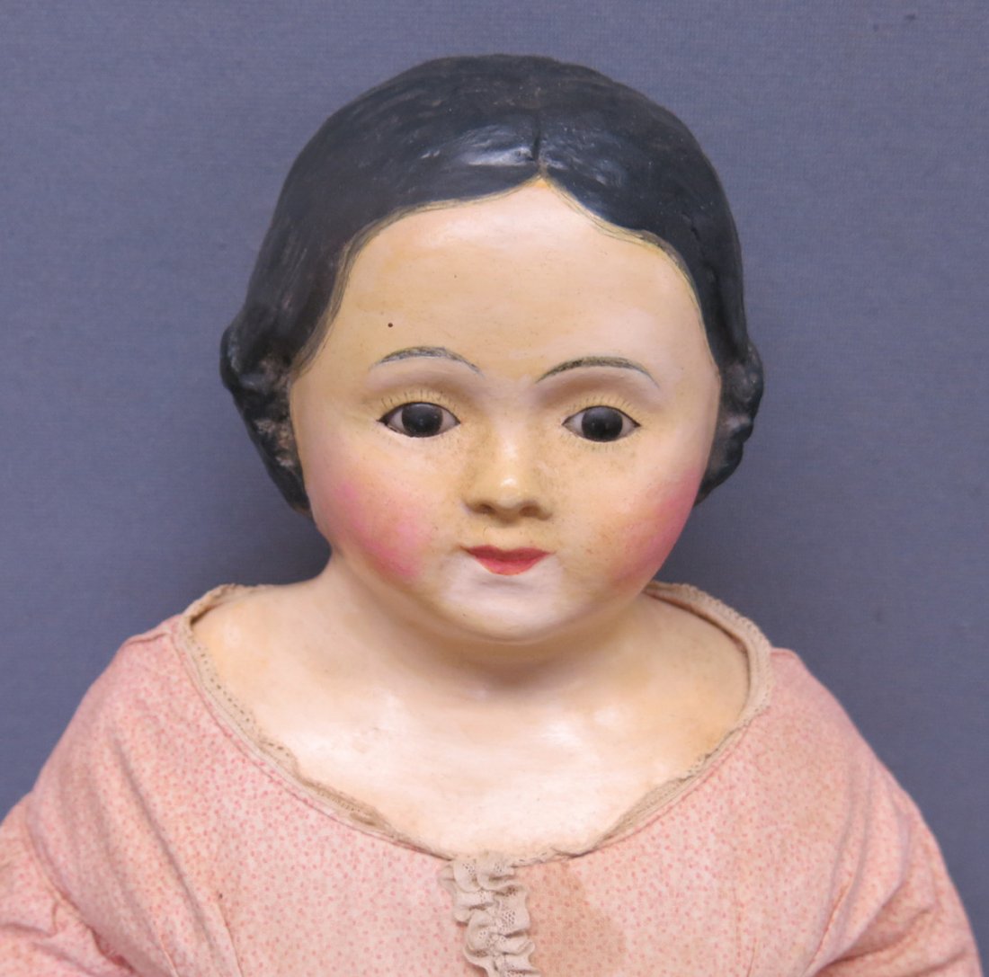 GRENIER-TYPE PAPER MACHE SHOULDER HEAD DOLL (1 of 3)
