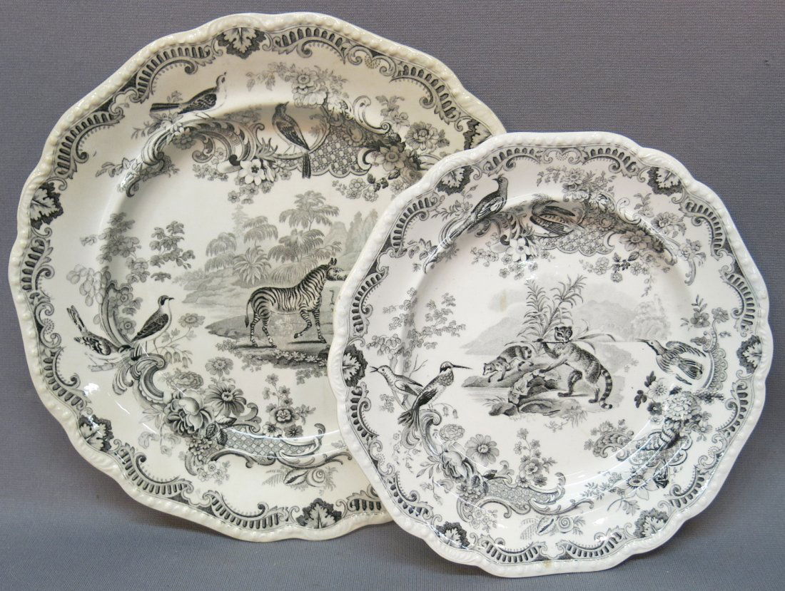 TWO IRONSTONE TRANSFER PLATES (1 of 4)