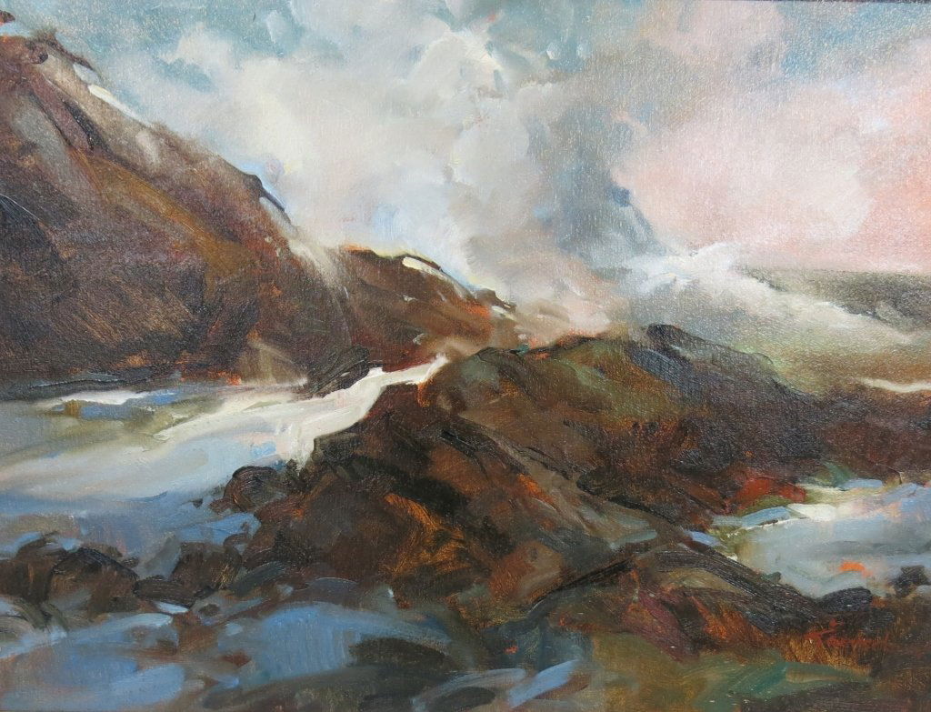 TED GOERSCHNER OIL PAINTING OF CRASHING WAVES (1 of 3)