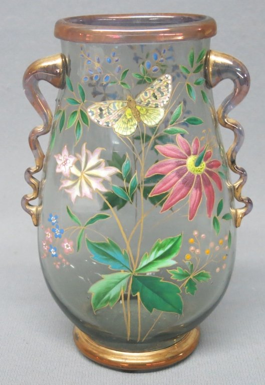 MOSER TYPE ENAMEL DECORATED ART GLASS VASE (1 of 2)
