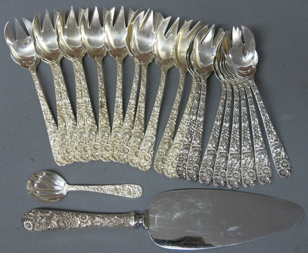 KIRK REPOUSSE STERLING DESSERT SET (22 PCS.) (1 of 2)