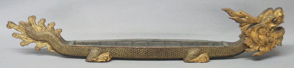 CHINESE LAQUERED DRAGON BOAT INCENSE TIME KEEPER (1 of 6)