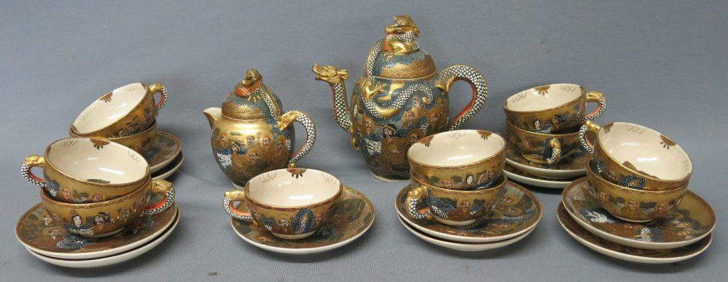 JAPANESE SATSUMA PORCELAIN TEA SERVICE (1 of 5)