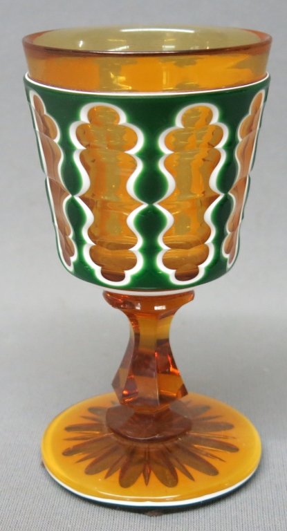 BOHEMIAN DOUBLE OVERLAY GLASS GOBLET, (1 of 1)