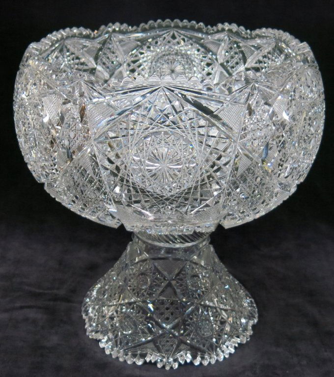AMERICAN BRILLIAN CUT GLASS PUNCH BOWL ON STAND (1 of 1)