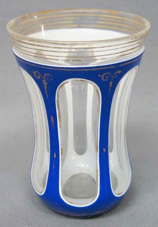 BOHEMIAN DOUBLE OVERLAY GLASS BEAKER (1 of 1)