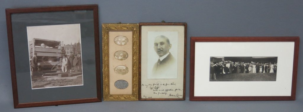 GROUP OF 4 PHOTOS FROM THE ESTATE OF ERIC PAPE: GROUP OF 4 PHOTOS FROM THE ESTATE OF ERIC PAPE INCL. PHOTOGRAPH OF GEORGE GRAY BARNARD WITH "THE HEWER"; AMERICAN SCULPTOR; BROTHER IN LAW; 8 1/2" X 7" SIGHT; PHOTOS DETAILING A TRIP ON THE "VIVA" (PA