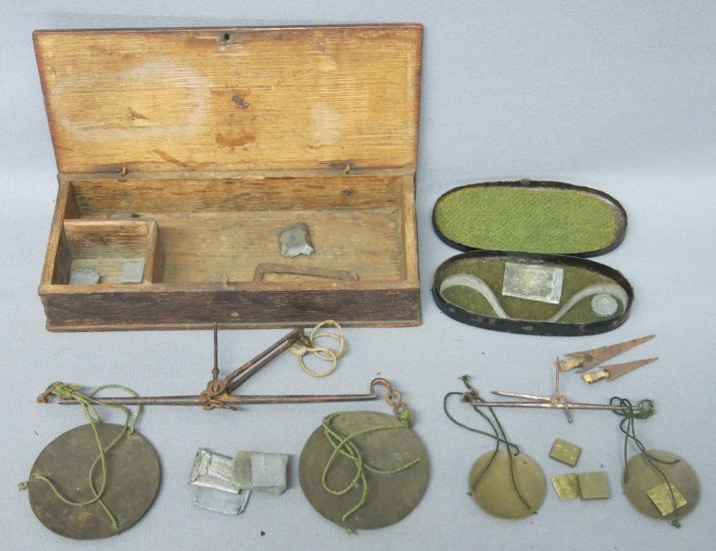 TWO EARLY BOXED JEWELERS SCALES (1 of 2)