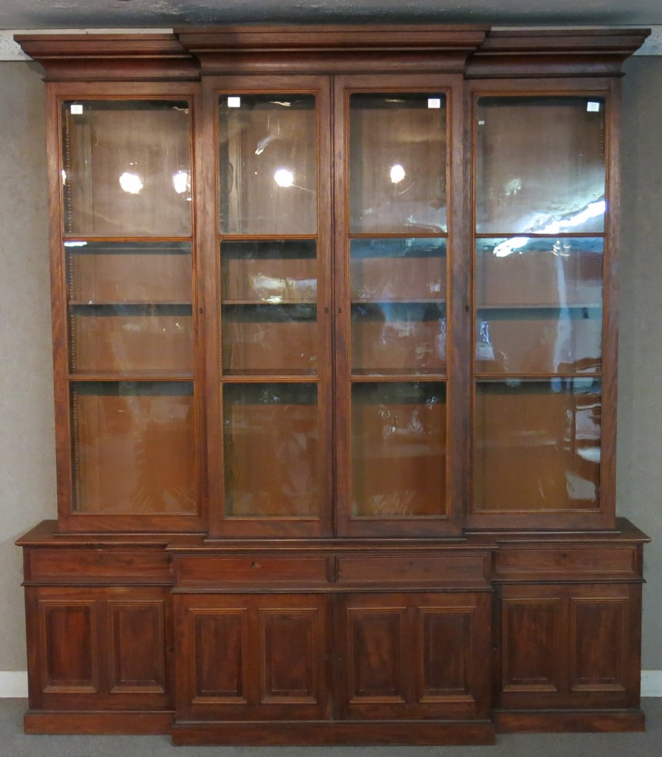 LARGE GLASS DOOR MAHOGANY BREAKFRONT CABINET (1 of 2)