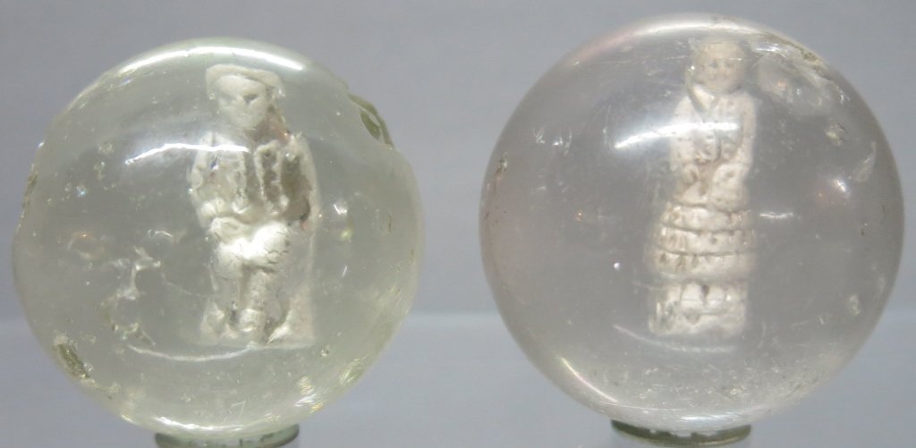 TWO LARGE SULPHIDE MARBLES - (1 of 5)