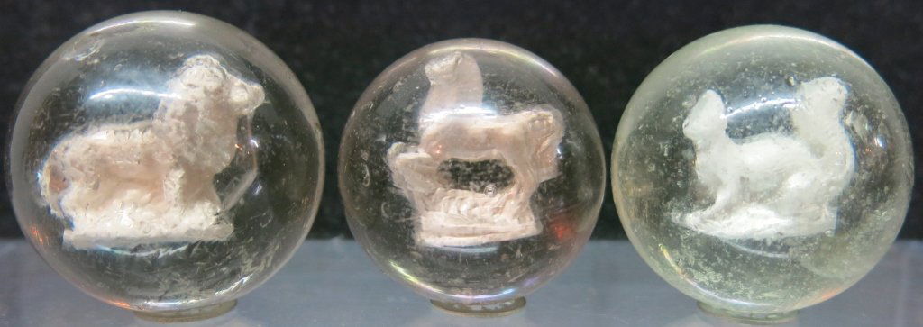 LOT OF THREE SULPHIDE ANIMAL MARBLES (1 of 2)