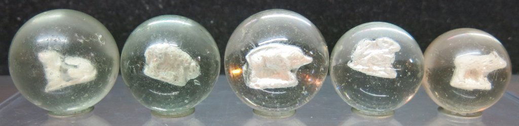 LOT OF FIVE SULPHIDE ANIMAL MARBLES (1 of 5)