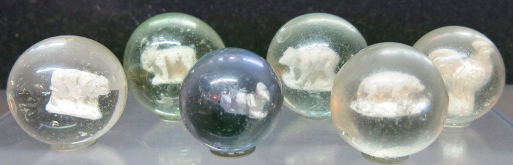 LOT OF 6 SULPHIDE ANIMAL MARBLES (1 of 4)