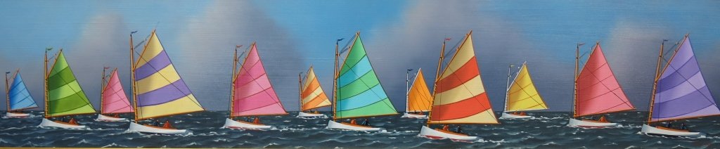 JEROME HOWES OIL PAINTING OF THE RAINBOW FLEET (1 of 3)