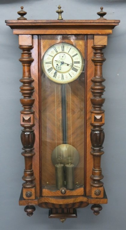 GERMAN WALNUT REGULATOR WALL CLOCK, 44" TALL (1 of 4)