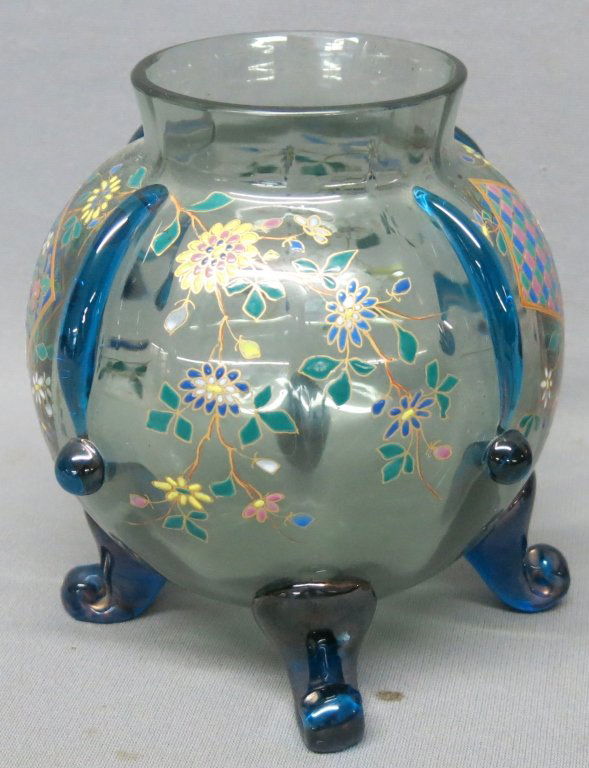 LOETZ TYPE ENAMEL DECORATED ART GLASS VASE (1 of 2)