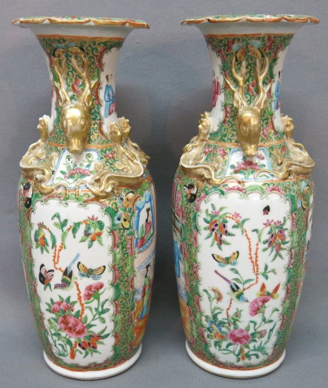 PAIR CHINESE ROSE MEDALLION PORCELAIN VASES (1 of 5)