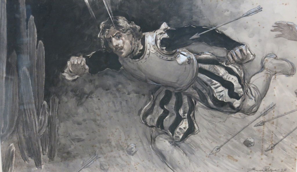 ERIC PAPE ILLUSTRATION, POSSIBLY "THE FAIR GOD" (1 of 3)