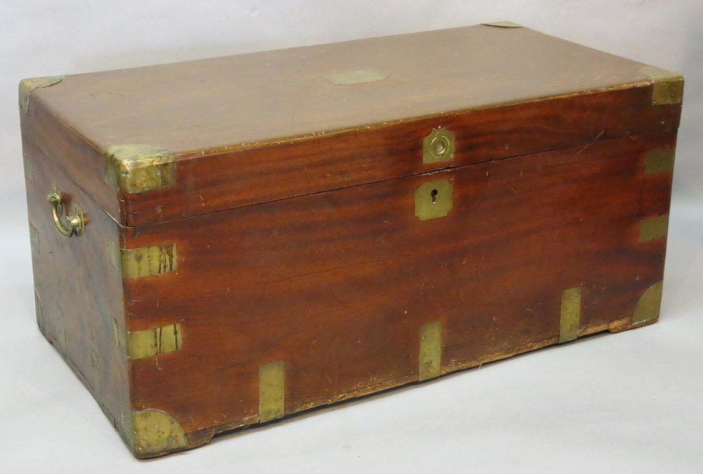 LATE 19TH C. BRASS BOUND CHINESE CAMPHOR CHEST (1 of 3)