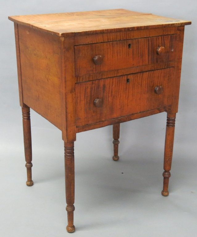 SHERATON TWO DRAWER TIGER MAPLE STAND (1 of 5)