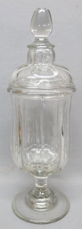 LARGE BLOWN GLASS COVERED APOTHECARY JAR (1 of 2)
