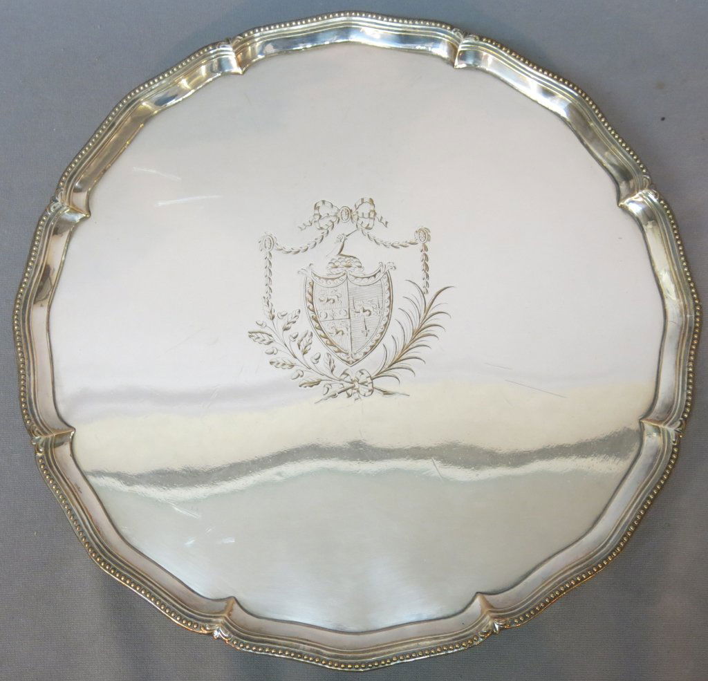 FINE EARLY SILVER PLATED FOOTED SERVING TRAY (1 of 4)