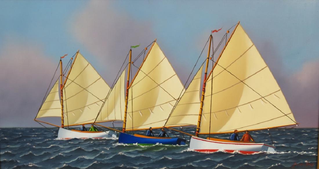 JEROME HOWES PAINTING OF THREE CATBOATS (1 of 3)