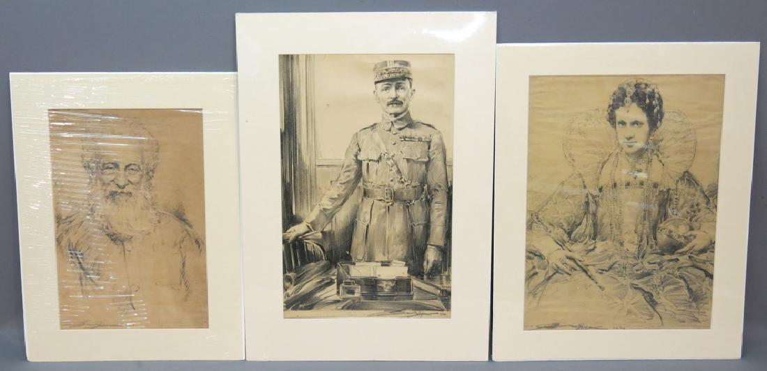 THREE ORIGINAL ERIC PAPE GRAPHITE PORTRAITS (1 of 7)