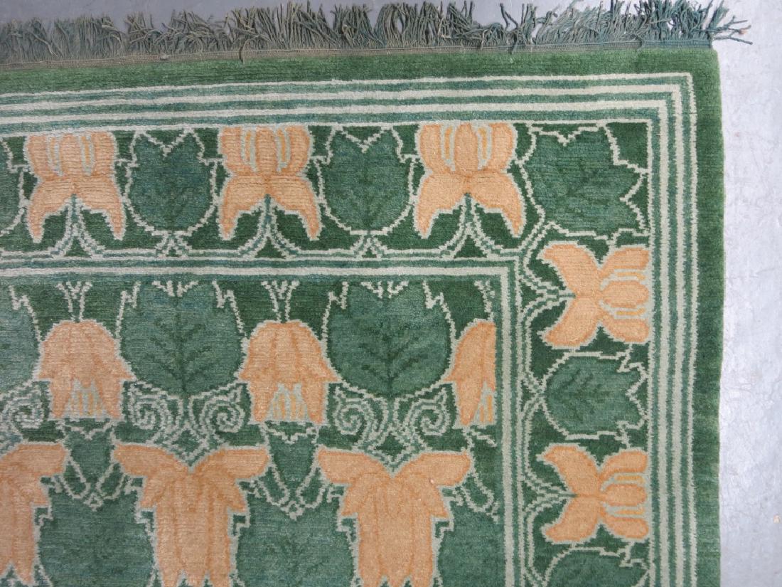 HANDWOVEN STICKLEY CARPET - GREEN AND BEIGE FLORAL (1 of 3)